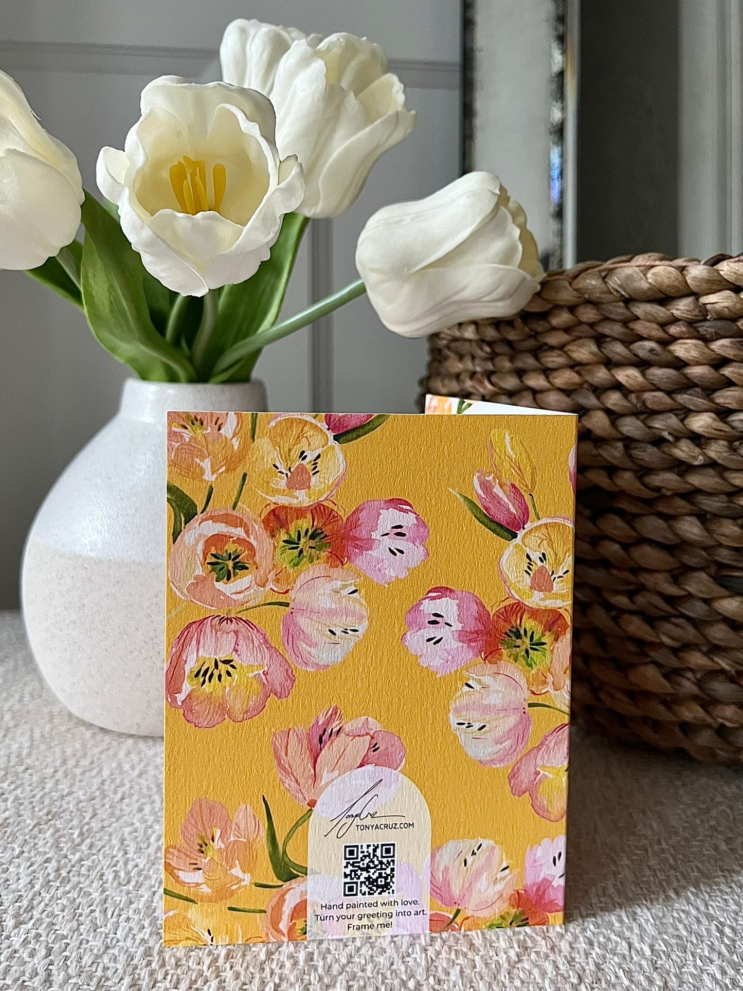 "Tulip Bunch on Yellow" Greeting Card