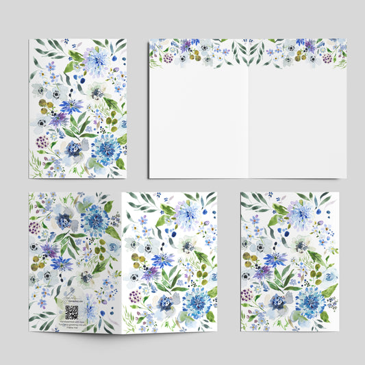 "Blue Flowers" Greeting Card