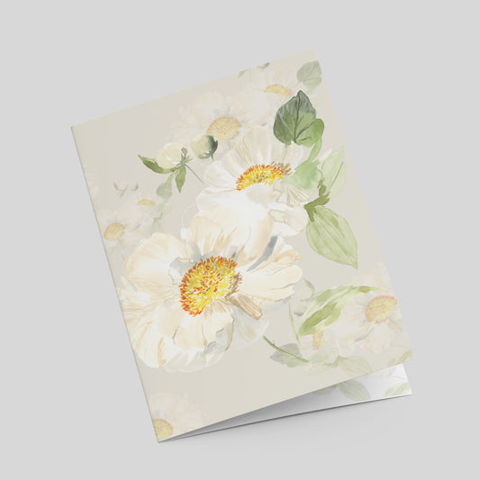 "Peony Pair on Beige" Greeting Card