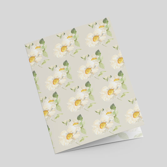 "Peony Pattern on Beige" Greeting Card