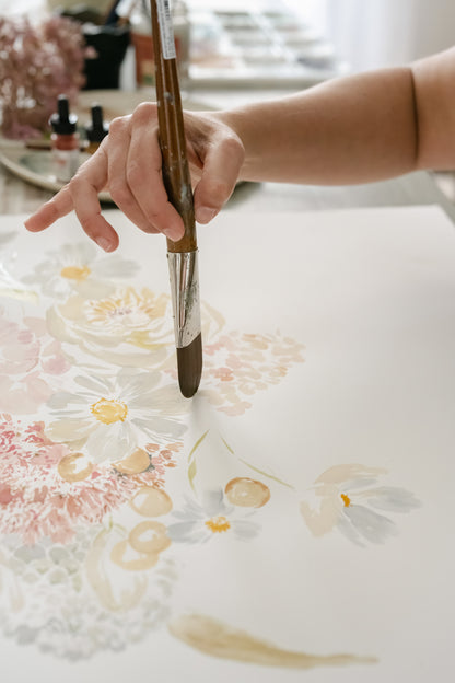 Artist painting Breath watercolour flower painting detail